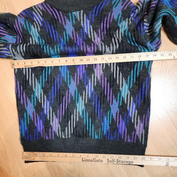 Vintage Cambridge Classice Wool Blend Knit Sweater Grey Blue Purple Medium - Picture 7 of 13